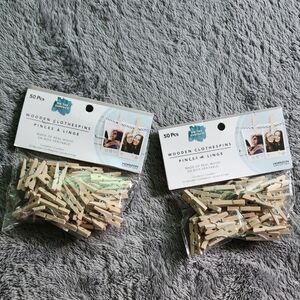 Mini Wooden CLOTHESPINS Lot Of 2 Packs Of 50 Each, Total 100 2/$12